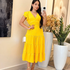 Vestido midi amarelo