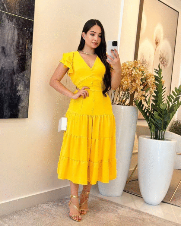 Vestido midi amarelo