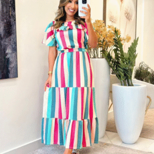Vestido com listras